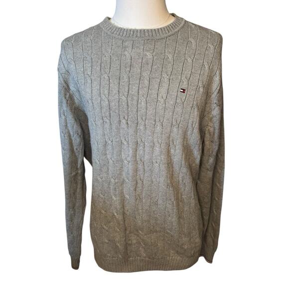Tommy Hilfiger Men's 3XL Cotton Cable Knit Crewneck Sweater Grey Heather $89.50 - Picture 1 of 7